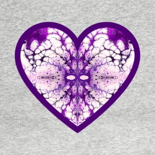 Lavender/Purple Pattern Paint Pour Heart T-Shirt